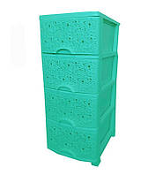 Пластиковый комод для дома Эфе (Efe), комод ажурный 4 ящика 90х38х46 Зеленый (0-11-1251)