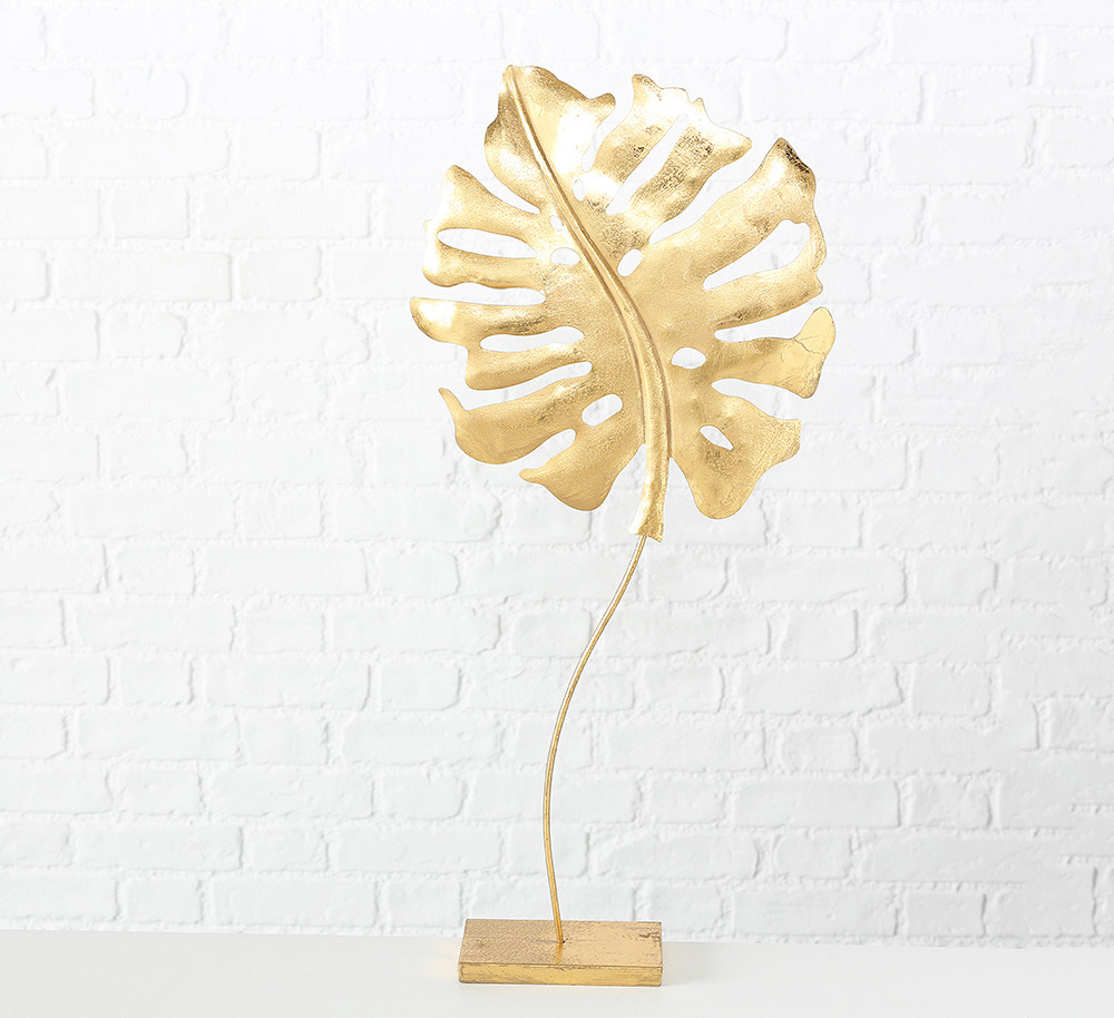 Декоративний лист на підставці золото h68см 1008875