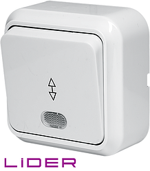 Вимикач одноклавішний прохідний TM LiDER LVO10-882 серія "НОВА"