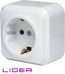 Розетка керамічна одномісна ТМ LiDER LVO16-879 серії "НОВА" із заземленням