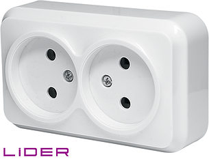 Розетка двомісна кераміка TM LiDER LVO10-887 серія "НОВА"