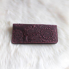 Гаманець довгий "Квіти" бордовий 07-К-Бор