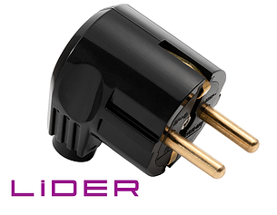 Вилка штепсельна ТМ LiDER Black із заземлювальним контактом