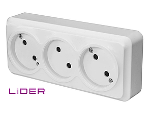 Розетка тримісна TM LiDER LRO16-850 серія "НОВА"
