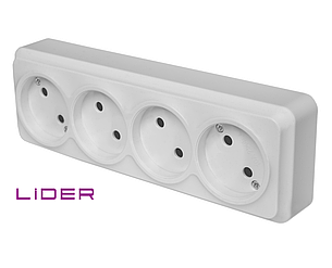 Розетка чотиримісна TM LiDER LRO16-852 серія "НОВА"