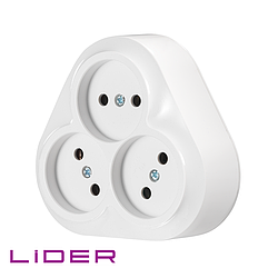 Розетка тримісна універсальна серія "Нова" TM LiDER LRO16-840