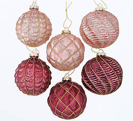 Набір новорічних куль (6 шт) скло мікс d8см 2003782