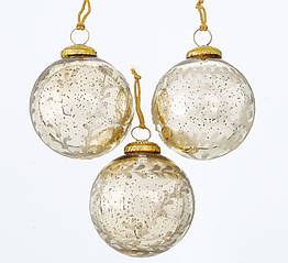 Набір новорічних шарів із 3-х шт. скло шампанське d10см 2004334