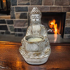 Свічник Будда (з квіткою) 15*10*10 см ПП702с біло-золотий ПП702с біло-золотий