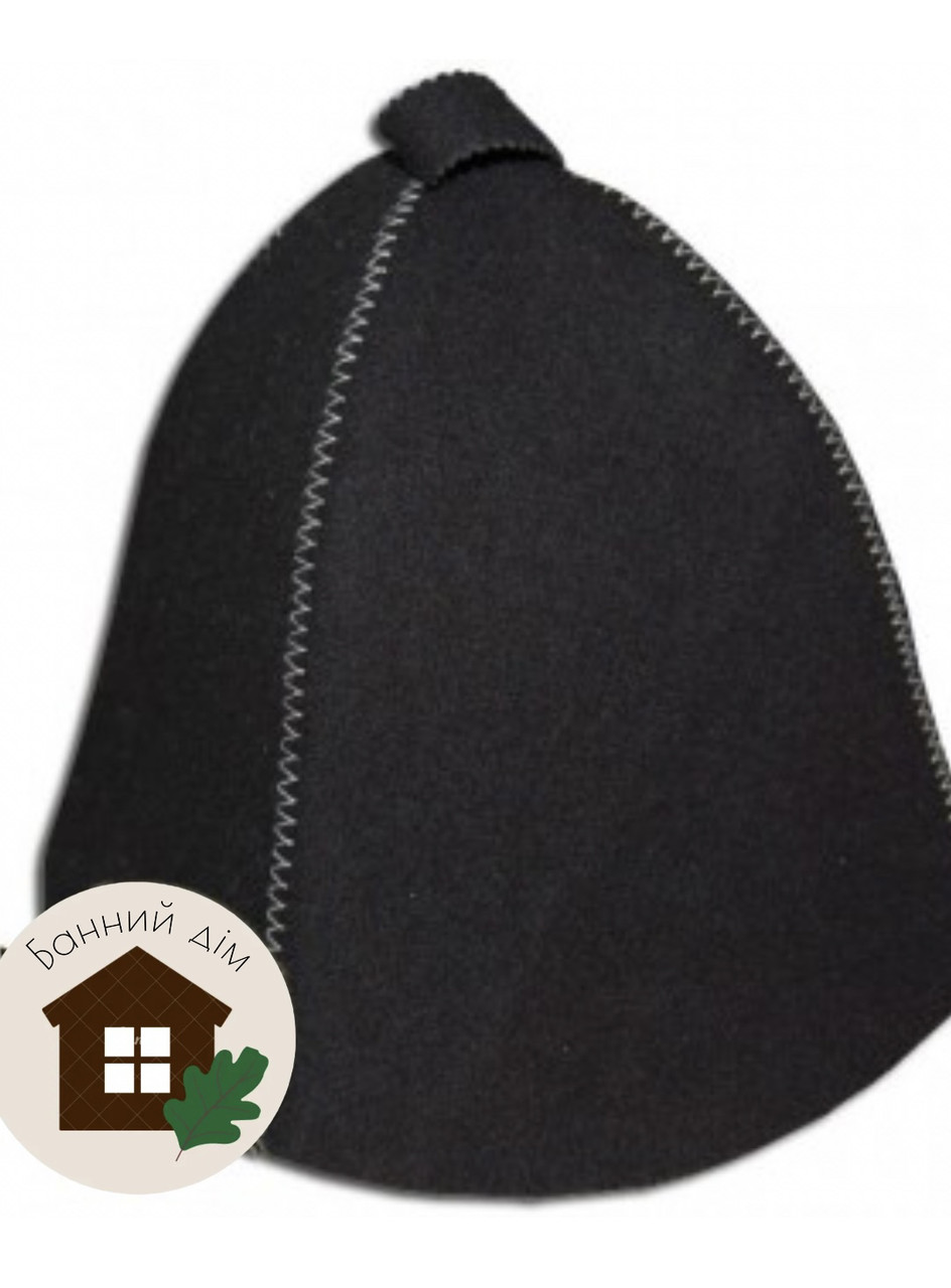 Шапка для лазні «Класика» вовна чорна, фото 1