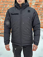 Зимова тактична куртка бушлат на силіконі чорна Зимова поліцейська куртка на підкладці Omni-Heat чорна