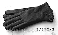 Перчатки женские кожа оленя черный шерсть осень-зима