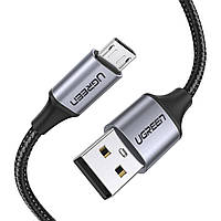 Кабель UGREEN US290 USB 2.0 A to Micro USB Cable Nickel Plating Aluminum Braid 2m (Black) (UGR-60148)