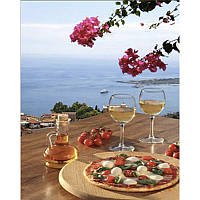 Алмазная мозаика на подрамнике Итальянская пицца с бокалом белого вина 30х40 см (HEG86066)