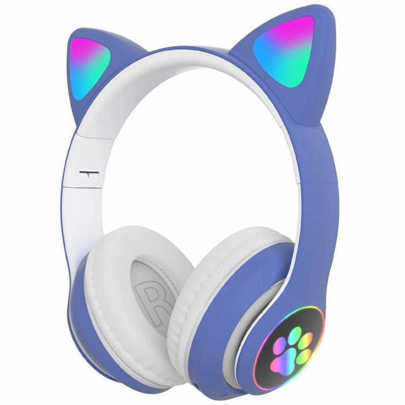 Бездротові Bluetooth-навушники AKS-28 з мікрофоном і LED RGB підсвіткою котячі вушка, GN1, Гарної якості, навушники AKZ-К23,