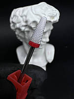 Фреза керамическая конус с красной насечкой для маникюра снятия геля и гель лака