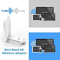 USB 3.0 WiFi адаптер PIX-LINK 600Mbps 2.4GHz/5GHz Adapter Dual Band, GN2, Хорошее качество, 5ghz wifi usb,