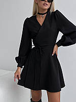 Изысканное платье на запах женское черное Черный, 48-52