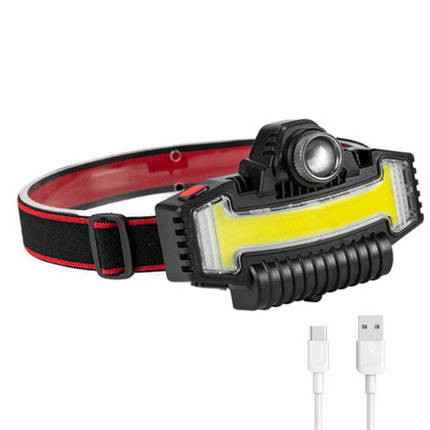 Ліхтар налобний BL-W685-LTS+COB (White+ RGB), вбудований акумулятор, ЗУ Type-C, фото 1