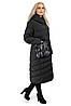 Пуховик жіночий зимовий чорний кишеня з натуральним хутром XL, фото 3