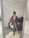 Жіночий костюм трійка Велюрова жіноча піжама з топом Домашній жіночий костюм Fellix, фото 4