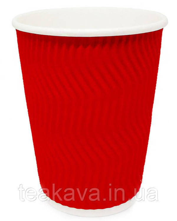 Гофростакан 500 мл червоний, 15 шт., фото 1