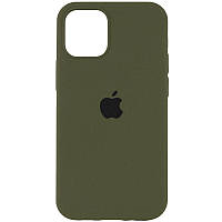 Защитный чехол на Iphone 13 Pro зеленый / Dark Olive Silicone Case Full Protective (AA)