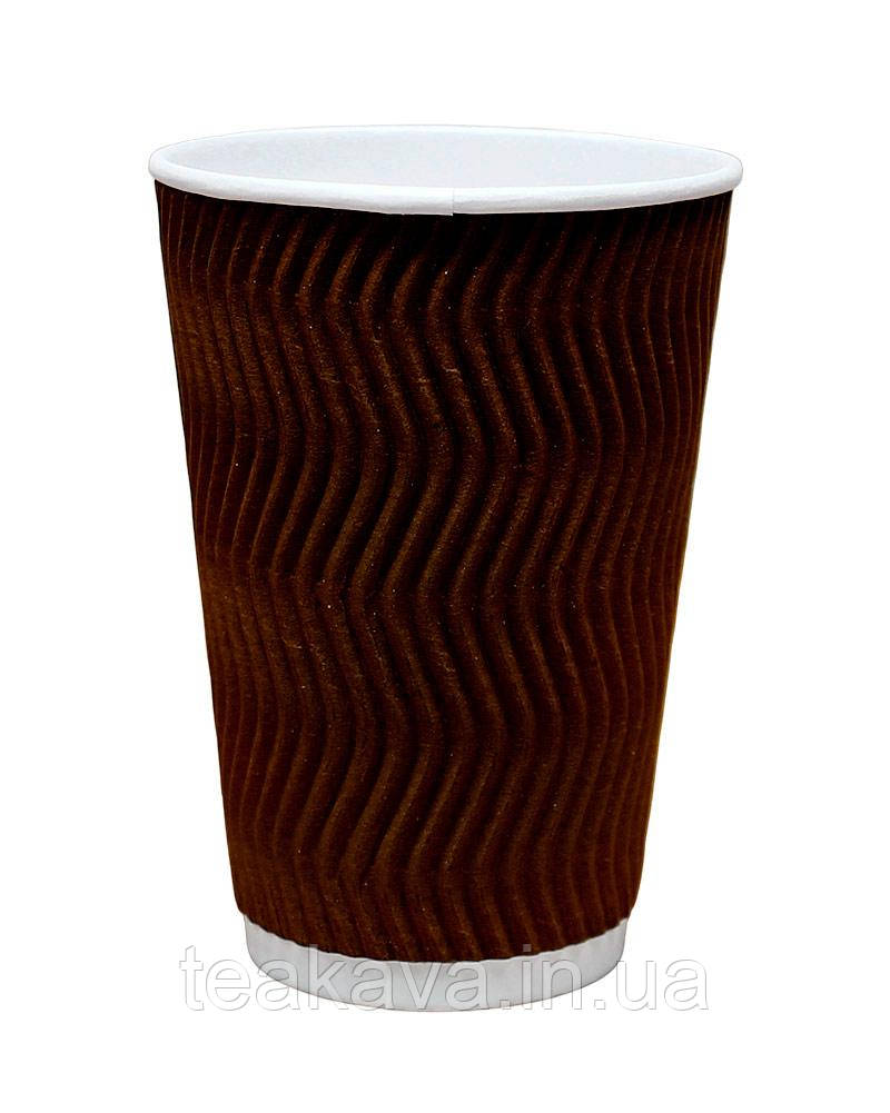 Гофростакан 300 мл коричневий, 20 шт., фото 1