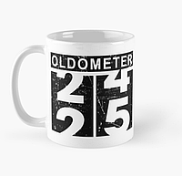 Чашка Керамическая кружка с принтом Oldometer 25 День рождения Белая 330 мл