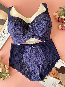 80/85/90F Комплект жіночої спідньої білизни великих розмірів синій