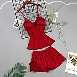 Жіноча сексуальна піжама шортики та майка синього кольору, фото 4