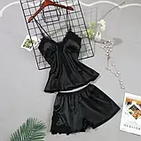 Жіноча сексуальна піжама шортики та майка синього кольору, фото 5