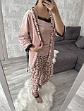 Рожева Жіноча піжама бархатний жіночий костюм для дому Костюм для дому з халатом Fellix, фото 4