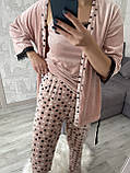 Рожева Жіноча піжама бархатний жіночий костюм для дому Костюм для дому з халатом Fellix, фото 2
