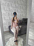 Рожева Жіноча піжама бархатний жіночий костюм для дому Костюм для дому з халатом Fellix, фото 3