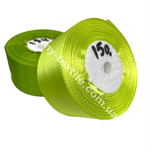 Стрічка атласна ширина 4 см Бобіна 23 м (25 ярдів) Світла олива №150