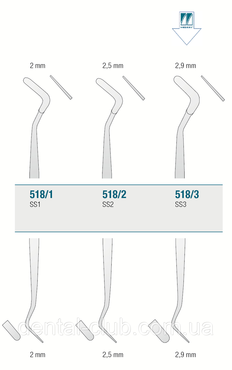 Штопфер/гладилка стоматологическая для композитов (инструмент для моделирования) двухсторонняя, Medesy 518/3 - фото 2 - id-p363561329