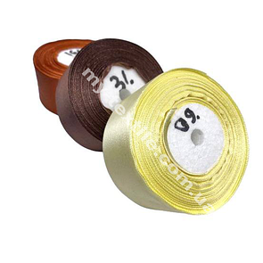 Стрічка атласна ширина 4 см Бобіна 23 м (25 ярдів) Бежево жовтий №09