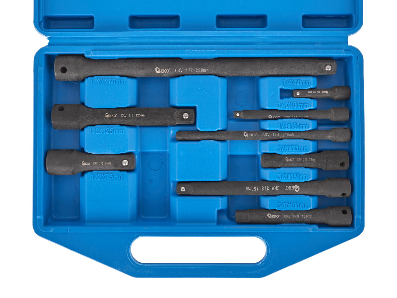 Комплект ударних подовжувачів 1/4", 3/8" і 1/2" CrV 9 шт. Geko G10531