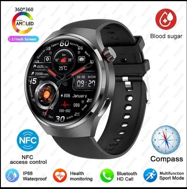 Smart watch 4 PRO AMOLED, смартгодинник, Bluetooth. Пульсомір, IP68.Розумні