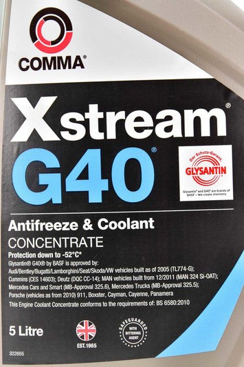 COMMA Xstream G40 Antifreeze & Coolant - Concentrated - 5 Litre - XSG405L