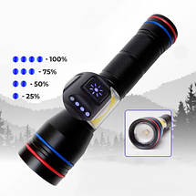 Ліхтар PLD-231 WHITE LASER LED PM10-TG+COB (white+red), 1х26650, power bank, ЗУ Type-C, фото 6