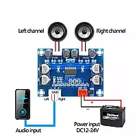 Цифровий підсилювач потужності. 2*30 W. DC 12-24 V. Аудіопідсилювач звуку