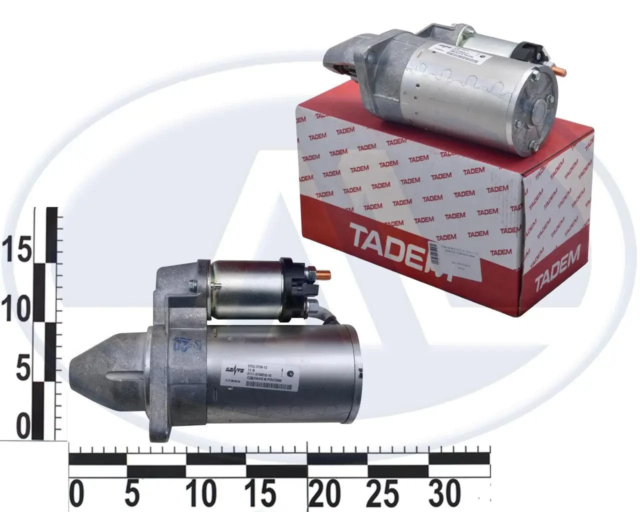 Стартер ВАЗ 2110-12, 2170-72, 1117-19 під 2 шпильки редукторний 11 зуб. з посиленою КПП, фото 1