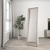 Зеркало бежевая рамка 170 50 для прихожей в полный рост, напольные зеркала в узкой раме на подставке