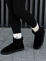Женские стильные угги Ugg Mini Black Suede (черные) модная зимняя обувь UG075 Угги