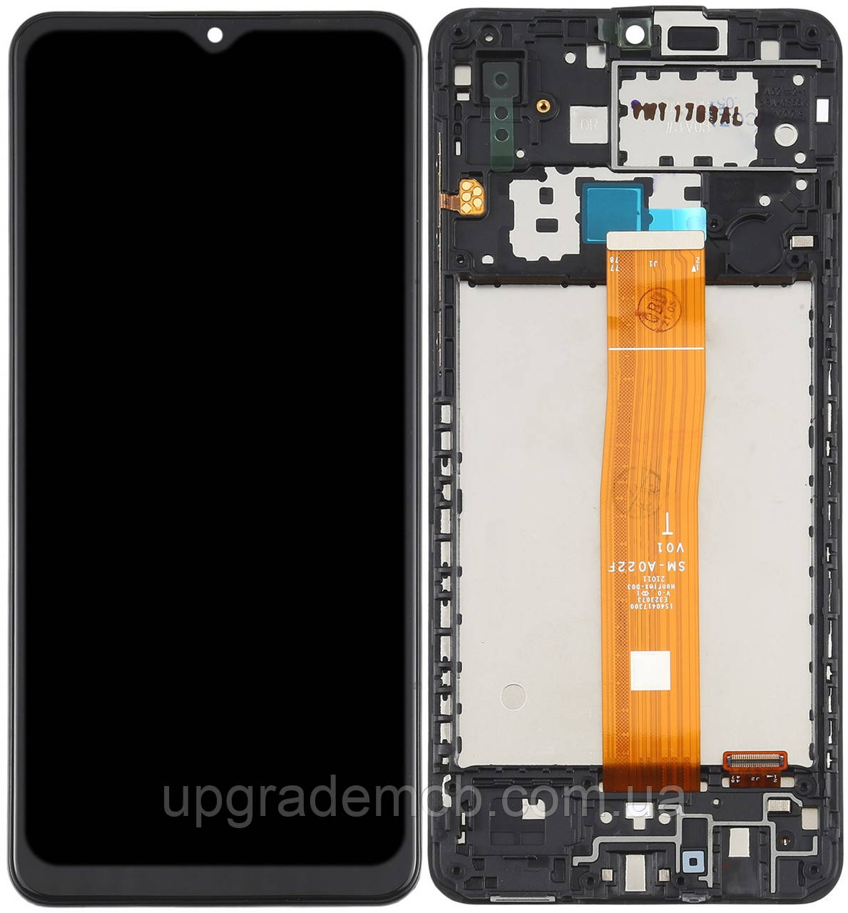 Дисплей модуль тачскрин Samsung A022 Galaxy A02 чорний оригінал з рамкою SM-A022F V01
