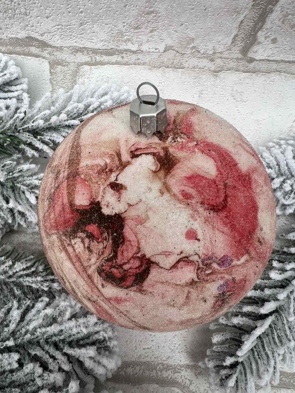 Кулька на ялинку з гліттерним покриттям "Мамур", новорічна колекція, d 10 см(ціна за 1 шт), фото 1