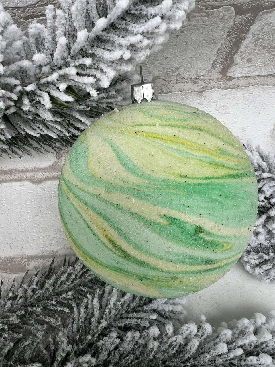 Кулька на ялинку з гліттерним покриттям "Мамур", новорічна колекція, d 10 см(ціна за 1 шт), фото 1