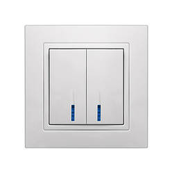 Вимикач двоклавішний з LED підсвічуванням серія "ЕЛЕГАНТ" ТМ"MARSHEL"